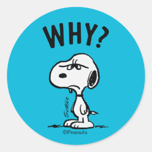 Peanuts Snoopy vraagt zich af waarom? Ronde Sticker