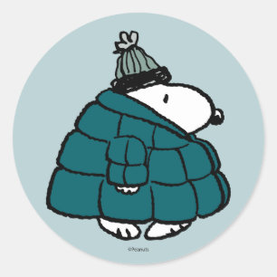Peanuts Snoopy Winter Puffer Jas Ronde Sticker