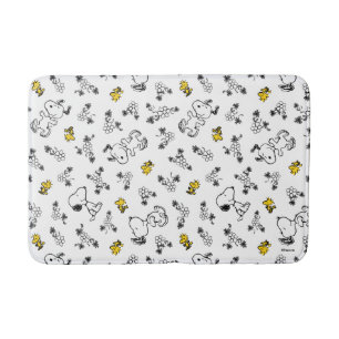 Peanuts Snoopy & Woodstock B&W Bloempatroon Badmat