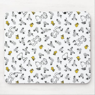 Peanuts Snoopy & Woodstock B&W Bloempatroon Muismat