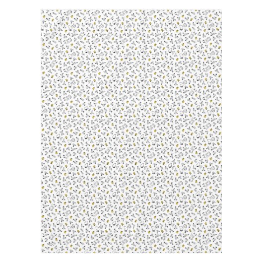 Peanuts | Snoopy & Woodstock B&W Bloempatroon Tafelkleed (Voorkant)