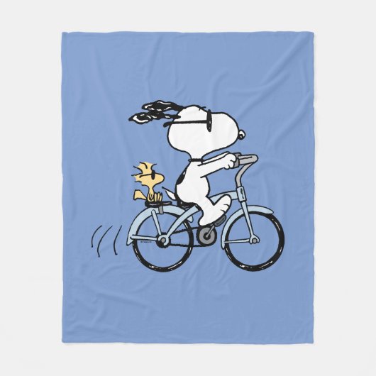 Peanuts | Snoopy & Woodstock Bicycle Fleece Deken (Voorkant)