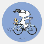 Peanuts | Snoopy & Woodstock Bicycle Ronde Sticker (Voorkant)