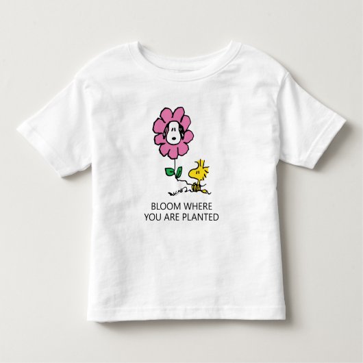 Peanuts | Snoopy & Woodstock Bloem Kinder Shirts (Voorkant)