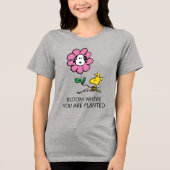 Peanuts | Snoopy & Woodstock Bloem Tri-Blend Shirt (Voorkant)