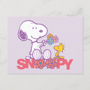 Peanuts   Snoopy & Woodstock Bloemen Briefkaart
