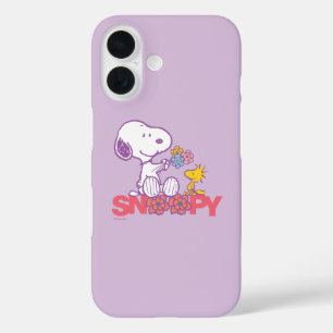 Peanuts   Snoopy & Woodstock Bloemen iPhone 16 Hoesje
