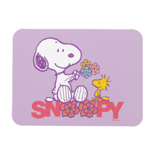 Peanuts Snoopy & Woodstock Bloemen Magneet