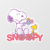 Peanuts | Snoopy & Woodstock Bloemen Raamsticker (Vel)