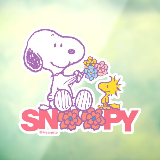 Peanuts | Snoopy & Woodstock Bloemen Raamsticker (Vel 3)