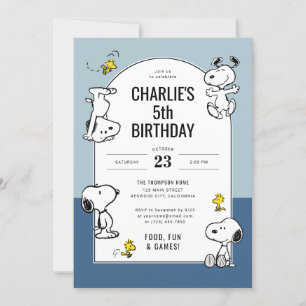 Peanuts Snoopy & Woodstock Blue Verjaardag Kaart