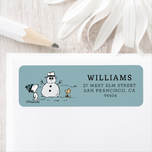 Peanuts | Snoopy & Woodstock Bouw een sneeuwpop Etiket (Insitu)