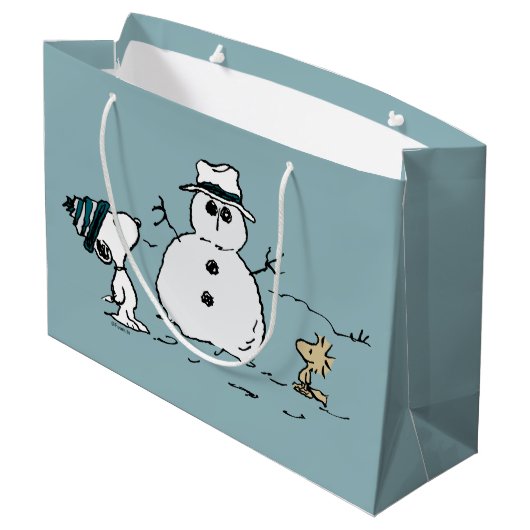 Peanuts | Snoopy & Woodstock Bouw een sneeuwpop Groot Cadeauzakje (Achterkant Gekanteld)