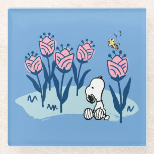 Peanuts   Snoopy & Woodstock Flower Garden Glazen Onderzetter
