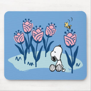 Peanuts Snoopy & Woodstock Flower Garden Muismat