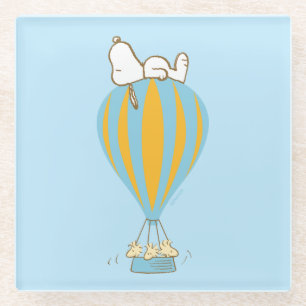 Peanuts   Snoopy & Woodstock heteluchtballon Glazen Onderzetter