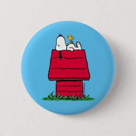 Peanuts | Snoopy & Woodstock Hondenhok Ronde Button 5,7 Cm (Voorkant)