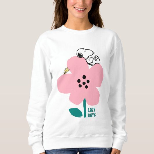 Peanuts | Snoopy & Woodstock Nap op roze bloem Trui (Voorkant)
