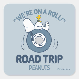 Peanuts Snoopy & Woodstock Road Trip Vierkante Sticker