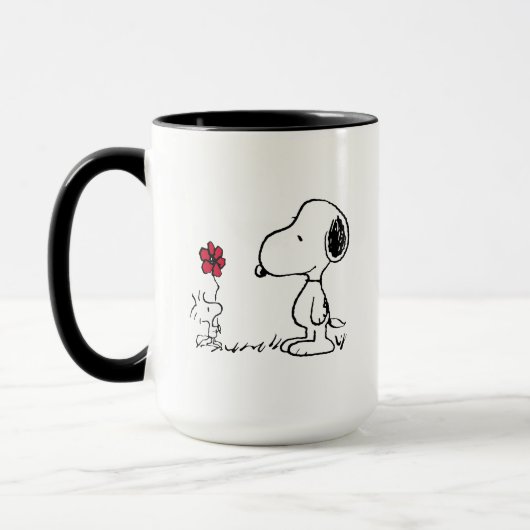 Peanuts | Snoopy & Woodstock Rood & Zwart Mok (Links)