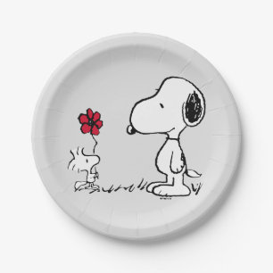Peanuts Snoopy & Woodstock Rood & Zwart Papieren Bordje