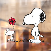 Peanuts | Snoopy & Woodstock Rood & Zwart Raamsticker (Vel 2)
