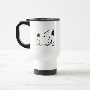 Peanuts Snoopy & Woodstock Rood & Zwart Reisbeker