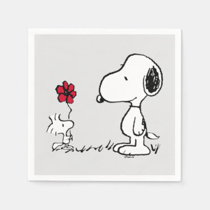 Peanuts   Snoopy & Woodstock Rood & Zwart Servet