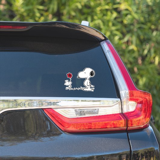 Peanuts | Snoopy & Woodstock Rood & Zwart Sticker (Auto Zijkant)