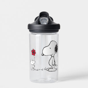Peanuts   Snoopy & Woodstock Rood & Zwart Waterfles