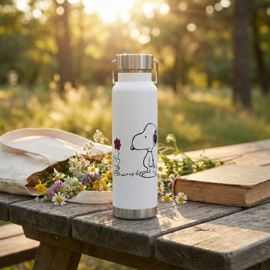 Peanuts | Snoopy & Woodstock Rood & Zwart Waterfles