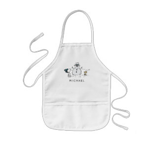 Peanuts Snoopy & Woodstock Sneeuwman Naam toev Kinder Schort