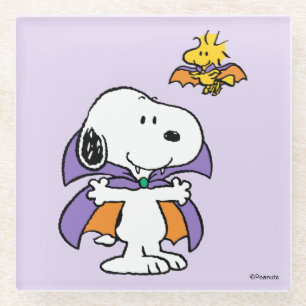 Peanuts Snoopy Woodstock Vampier Halloween Glazen Onderzetter