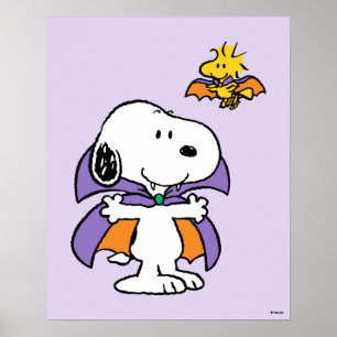 Peanuts Snoopy Woodstock Vampier Halloween Poster