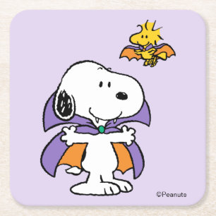 Peanuts Snoopy Woodstock Vampier Halloween Vierkante Kartonnen Onderzetter
