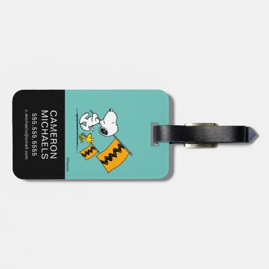Peanuts | Snoopy & Woodstock Vlaggen Bagagelabel (Achterkant horizontaal)