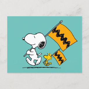 Peanuts   Snoopy & Woodstock Vlaggen Briefkaart
