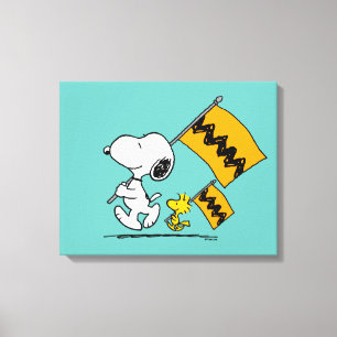 Peanuts Snoopy & Woodstock Vlaggen Canvas Afdruk