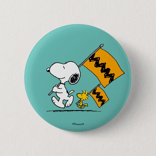 Peanuts | Snoopy & Woodstock Vlaggen Ronde Button 5,7 Cm (Voorkant)