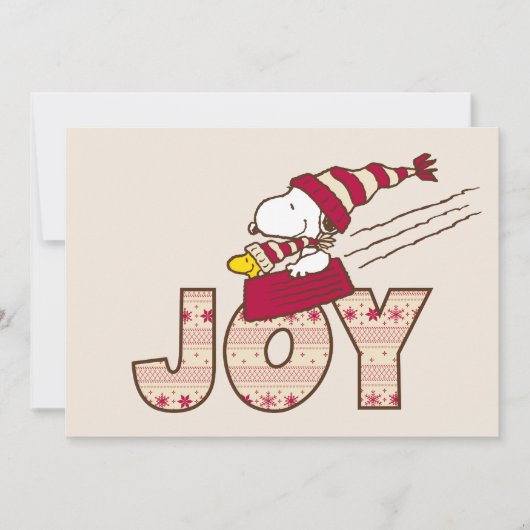 Peanuts | Snoopy & Woodstock Vrolijke sleerit Feestdagenkaart (Voorkant)