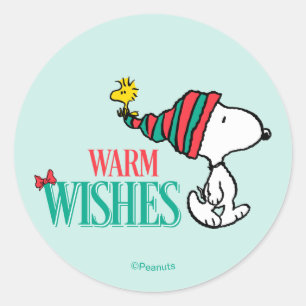 Peanuts Snoopy & Woodstock Warme Wensen Ronde Sticker