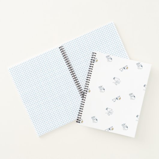 Peanuts | Snoopy & Woodstock Zach Grijs Patroon Notitieboek (Binnen)