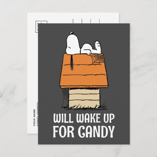 Peanuts | Snoopy wordt wakker voor Snoep Briefkaart (Voorkant / Achterkant)