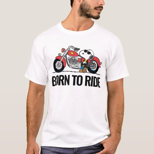 Peanuts | Snoopy & Zijn Motorfiets T-shirt (Voorkant)