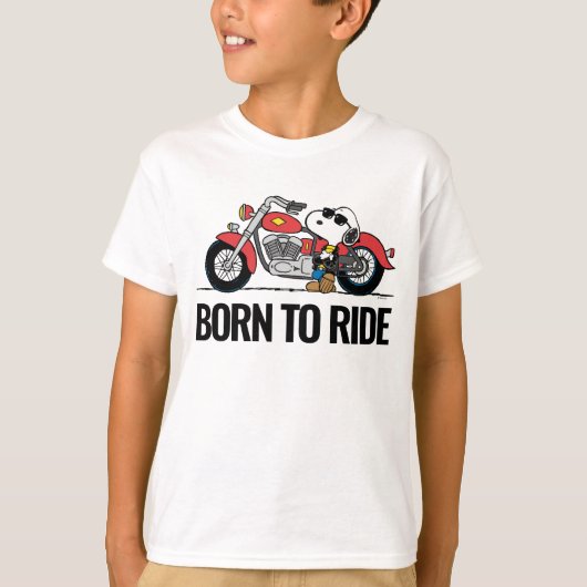 Peanuts | Snoopy & Zijn Motorfiets T-shirt (Voorkant)