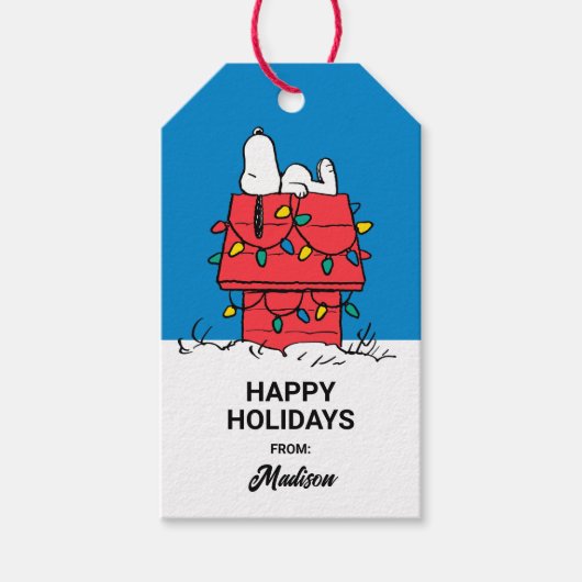 Peanuts | Snoopy's Dog House met verlichting Cadeaulabel (Voorkant)