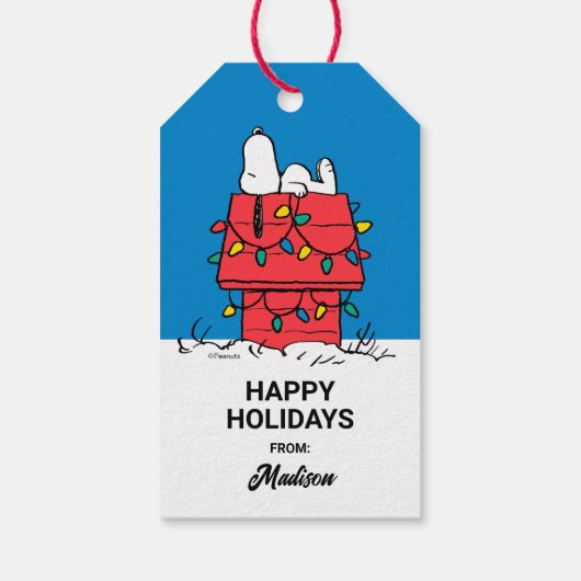 Peanuts | Snoopy's Dog House met verlichting Cadeaulabel (Achterkant)