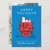 Peanuts | Snoopy's Hondenhok Met Lichtjes Feestdagenkaart (Voorkant / Achterkant)
