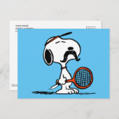 Peanuts | Snoopy's Mustache Tennis spelen Briefkaart (Voorkant / Achterkant)