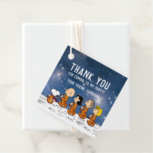 Peanuts Space Birthday beroemd gemaakt door Snoopy Bedankjes Labels (In situ)